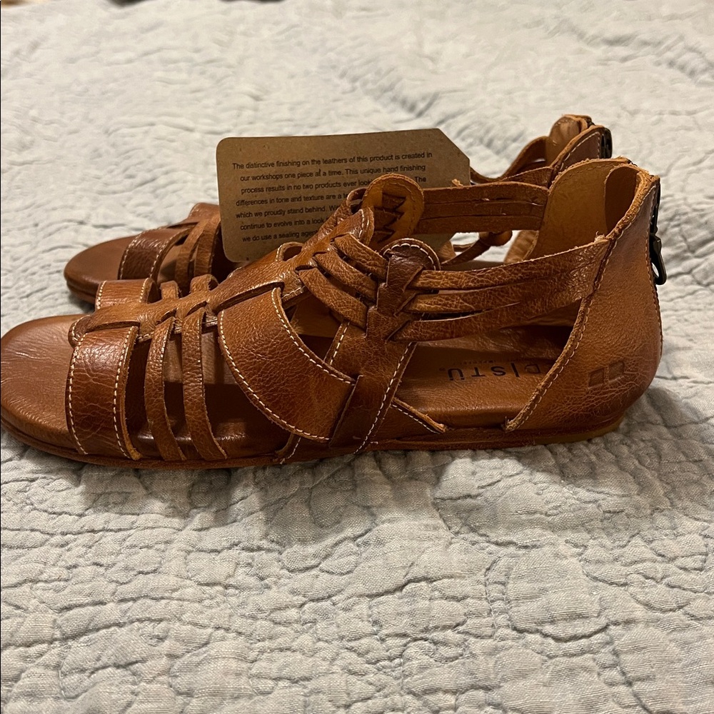 NWT Bed Stu Tan Strappy Leather Sandals - Picture 8 of 8